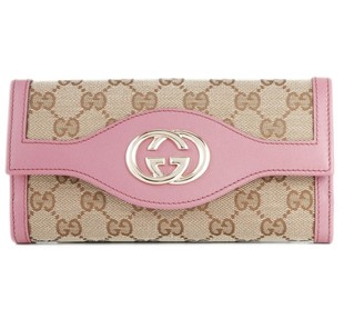 Authentic Gucci Interlocking G Continental Wallet 282426 Pink